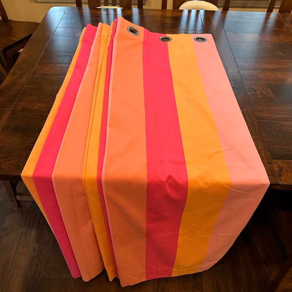 Pottery Barn Teen Curtains Pink and Orange Stripes